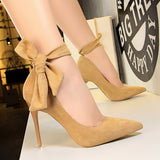 SUEDE SHALLOW POINTED TOE STRAPPY HIGH HEELS_CWSHH0074