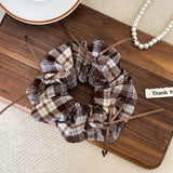 Plaid Ribbon Bow Scrunchie School Style_Cwaha07811