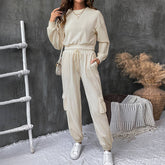 Solid Color Texture Casual Two-Piece Set