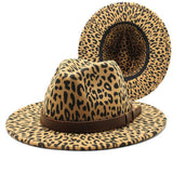 LEOPARD PRINT WOOLEN HAT WIDE BRIM JAZZ HAT_CWAH2534