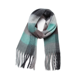 PLAID PATTERN FRINGE TRIM WINTER SCARF_CWASC2691