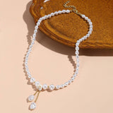 FAUX PEARL CHARM PENDANT NECKLACE_CWAJE0438