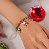 CHRISTMAS CANE PENDANT RICE BEAD BRACELET_CWAJE2383