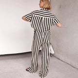 Striped Color Matching Two-Piece Set