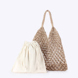 Trendy Woven Beach Bag With Mesh Spacious Interior_Cwab4671