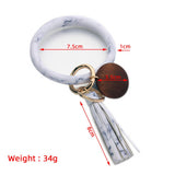 PERSONALIZED LEATHER WRISTLET KEYCHAIN WITH TASSEL_CWMM7024