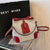 CANVAS CONTRAST BUCKET BAG SHOULDER BAG_CWAB1589