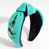 Vintage Embroidered Wide Knotted Headband