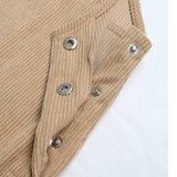 Solid-Color Casual Corduroy Strappy Dress