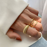 NEW GEOMETRIC OPEN RING 2 PIECE SET_CWAJE1991