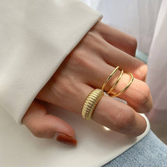 NEW GEOMETRIC OPEN RING 2 PIECE SET_CWAJE1991