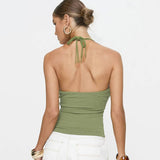 Vintage Beaded Halter Strap Design Sexy Halter