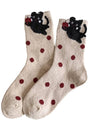 Warm Red Wool Thick Crew Socks For Women_Cwms03294