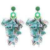 HANDMADE LONG STATEMENT FLORAL FABRIC EARRINGS_CWMM6159