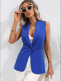 Solid Color Single Button Sleeveless Vest Coat