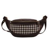Houndstooth Fanny Belt Bag,Crossbody Bag_Cwab0915