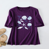 CUTE BOW PRINT T SHIRT FOR WOMEN SHELL NECKLINE_CWTTS1465