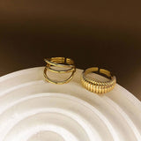 NEW GEOMETRIC OPEN RING 2 PIECE SET_CWAJE1991