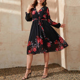 STYLISH PLUS SIZE DRESS FLORAL PATTERN DESIGN_CWDMD5971