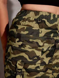Vintage High-Waisted Slim-Fit Camo Workwear Skirt