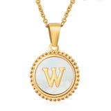 18K GOLD STAINLESS STEEL SHELL LETTER NECKLACE_CWAJE0686