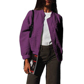 Solid-Color Floral Texture Loose Jacket