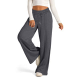 Tethered Solid Color Waist Fashion Wide Leg Pants