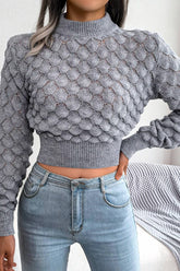Women Scales Pattern Knitted High Neck Sweater_Cwoswl0465