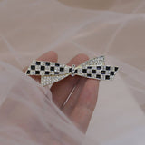 BLACK AND WHITE CHECKERBOARD RHINESTONE HAIRPIN_CWAHA4774