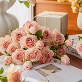 2 FLOWER 1 BUD BURNT EDGE DRIED ROSE ARTIFICIAL_CWMM6477