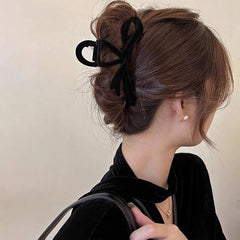 Velvet Bow Hair Clip Red Claw For Elegant Updos_Cwaha07311