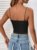 Solid-Color Perforated Jacquard Strappy Vest