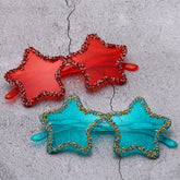 FRAMELESS HAND PAINTED DIAMOND STAR SUNGLASSES_FRAMELESS HAN