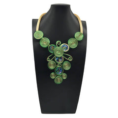 CRYSTAL ALUMINUM WIRE BRAIDED NECKLACE EARRING SET_CWMM4958