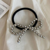 Silver Pearl Bow Hair Clip Duck Beak Clip