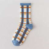 NEW CUTE BLUE PLAID SOCKS_CWMS0474