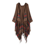 STRIPED TASSEL WARM CLOAK SHAWL SCARF CAPE_CWASC2270