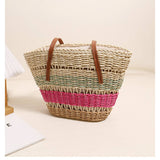 COLORFUL STRIPED SHOULDER STRAW BAG_CWAB1865