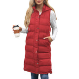 Solid-Color Hooded Sleeveless Cotton-Padded Vest