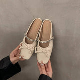 SILVER BOW MULES FOR WOMEN FLAT CLOSED TOE_CWSHF0078