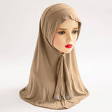 COTTON HIJAB THREE BUTTON TIE PULLOVER SCARF_CWASC2429