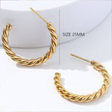 14K GOLD PLATED TWISTED ROPE ROUND HOOP EARRINGS_CWAJE0549