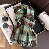 PLAID FAUX CASHMERE SCARF WARM WINTER WRAP_CWASC1446