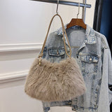 Winter Fashion All-Match Single Shoulder Plush Bag_Cwab3914