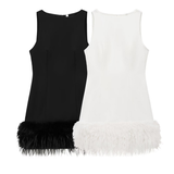 NEW WOMEN S FEATHER DETAIL FRENCH STYLE DRESS_CWDMD5812