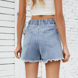 Washed Slim Fit Denim Shorts