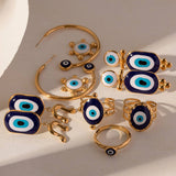 OIL DRIPPING BLUE EVIL EYE PENDANT RINGS EARRINGS_CWAJE0621