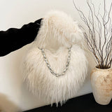 Winter One-Shoulder Tassel Heart-Shaped Plush Bag_Cwab3999