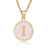 ROUND 18K GOLD STAINLESS STEEL 26LETTERS NECKLACE_CWAJE0683