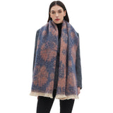 FLORAL JACQUARD SCARF WINTER SHORT FRINGE WRAP_CWASC1279